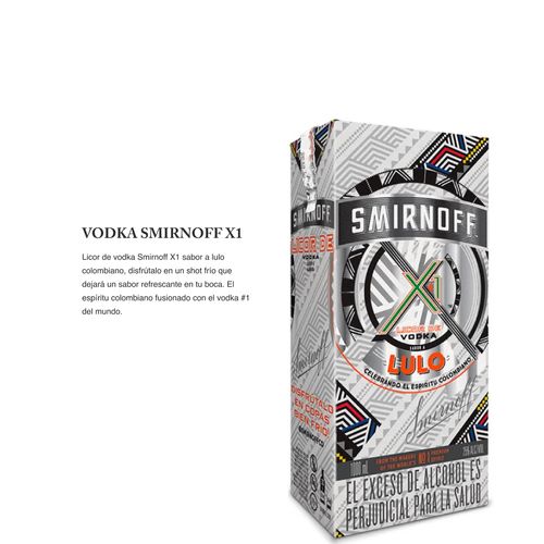 Vodka Smirnoff X1 Lulo Tetrapack 1lt