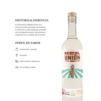Tequila Mezcal Union El Joven 700ml + Vaso + Sal Artesanal