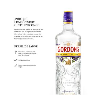 Ginebra Gordon´s Dry Gin 700ml + Copa Balón Cuello Largo