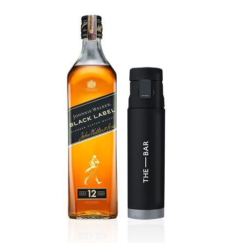 Kit Johnnie Walker Black Label 700ml + Termo The Bar