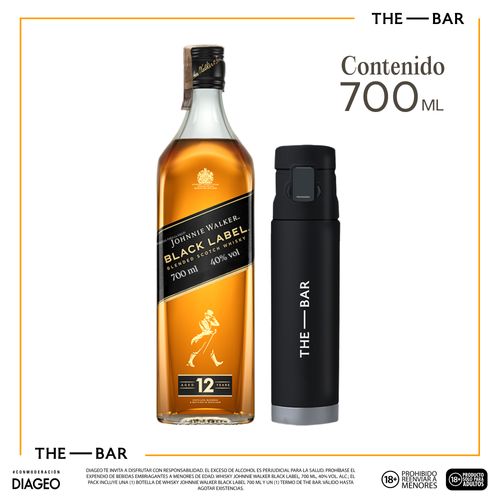 Whisky Johnnie Walker Black 700ml + Termo The Bar