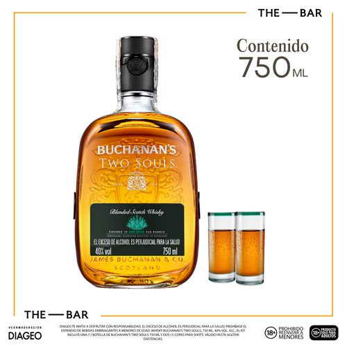 Whisky Buchanans Two Souls 750ml + Copas para Shots