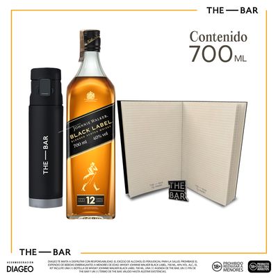 Whisky Johnnie Walker Black Label 700ml + Kit The Bar