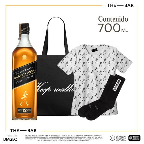 Johnnie Walker Black 700ml + Camiseta B  + Medias + Bag