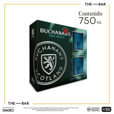 Pack Whisky Buchanan's Two Souls x750ml + 2 Vasos