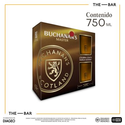 Pack Whisky Buchanan's Master x750ml + 2 Vasos