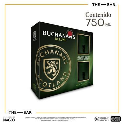 Pack Whisky Buchanan's 12 Años x750ml + 2 Vasos