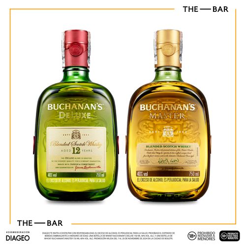 1Un Whisky Buchanan´s D´Luxe x750ml + 1Un Whisky Buchanan´s Master x750ml Precio Especial