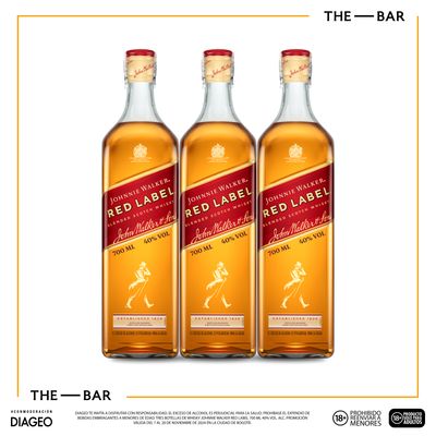 3Un Whisky Johnnie Walker Red Label x700ml Precio Especial