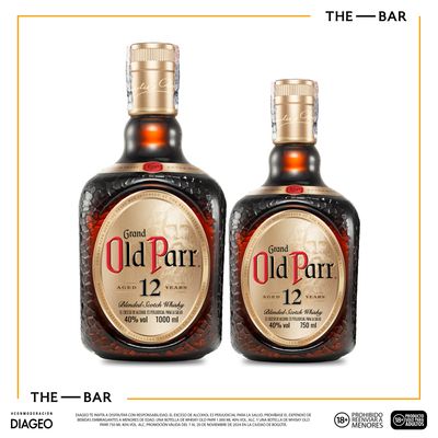 1Un Whisky Old Parr 12años x1000ml +1Un Whisky Old Parr 12años x750ml Precio Especial