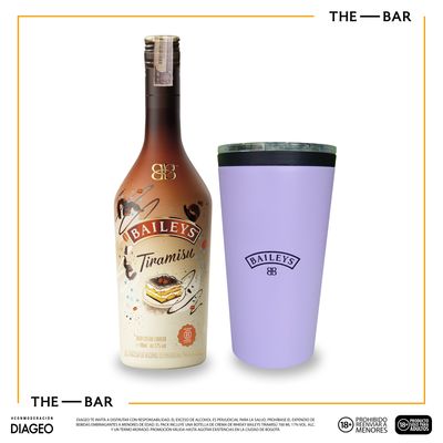 Crema De Whisky Baileys Tiramisu x700ml + Termo Metálico Baileys Morado