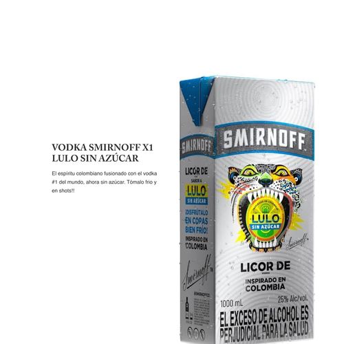 Vodka Smirnoff X1 Lulo Sin Azúcar